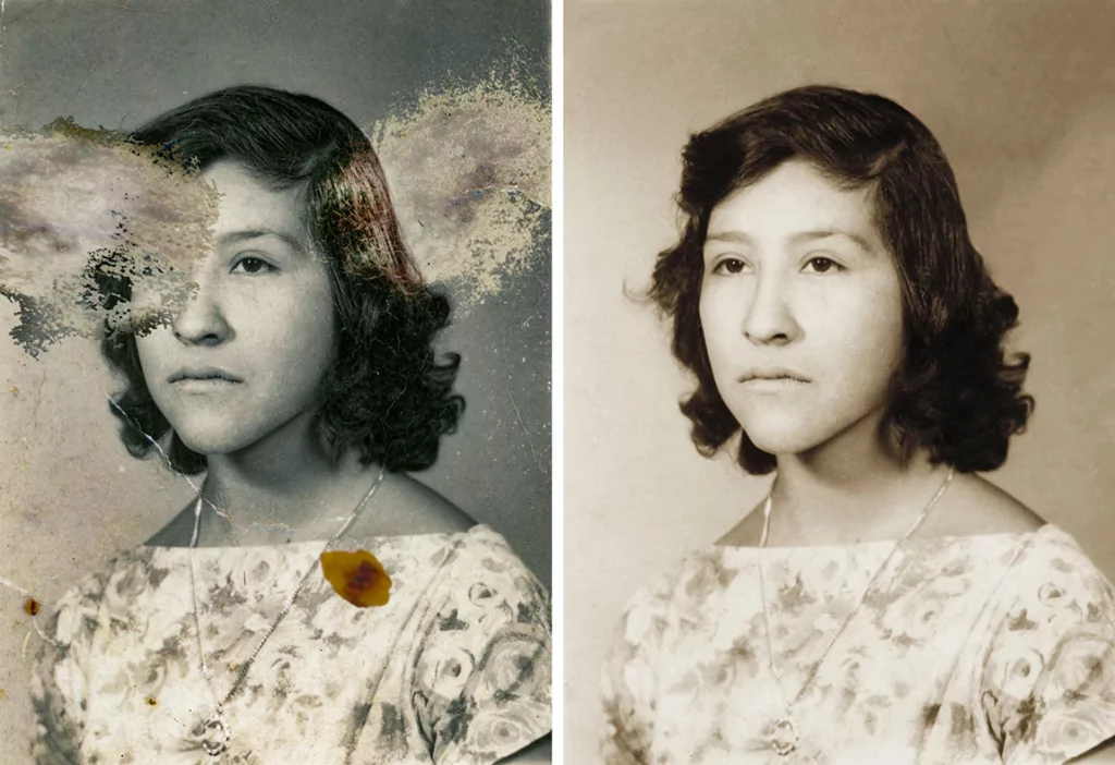 amazing photo restoration with facial reconstruction image restoration services